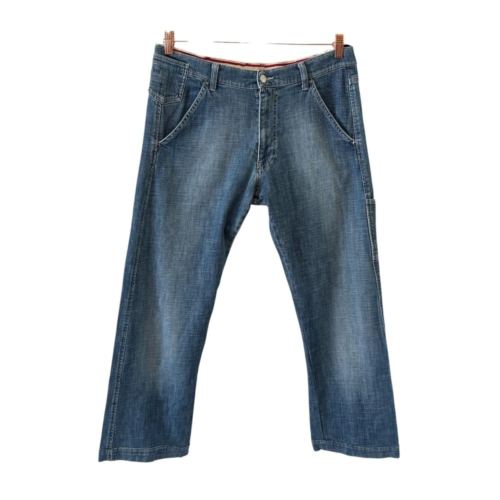 Vintage Armani Jeans Comfort Fit Mens 36x28 Blue Relaxed Straight Stretch Denim